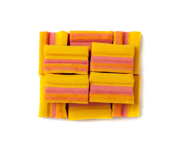 Žvýkačky Kostky Žvýkačky Izolované Ovoce Barva Bublina Žvýkačka Sada Sladká — Stock fotografie