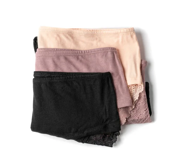 Nové Kalhotky Izolované Jednoduché Bavlněné Prádlo Barevné Dámské Kalhoty Skládané — Stock fotografie