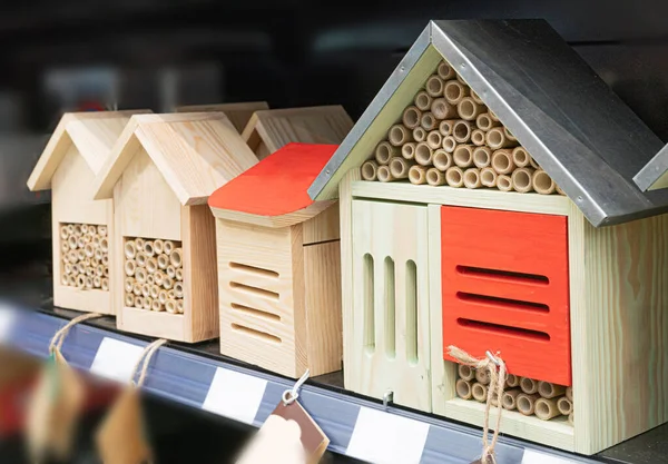 Nieuw Insectenhuis Bug Hotel Insect Winter Shelter Closeup Houten Insect — Stockfoto