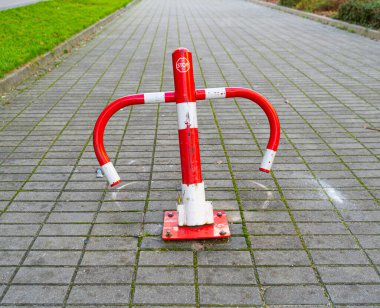 Folding Iron Barrier Prevents Parking, Red Metal Parking Barrier Outdoor