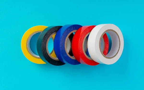 Fita Elétrica Colorida Rolos Fita Adesiva Plástico Fitas Adesivas Coloridas — Fotografia de Stock