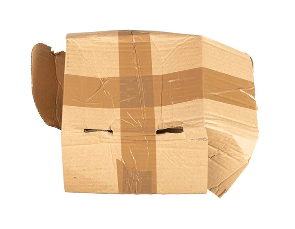 Damaged Box Isolated Craft Paper Delivery Package Broken Carton Packaging — Fotografia de Stock