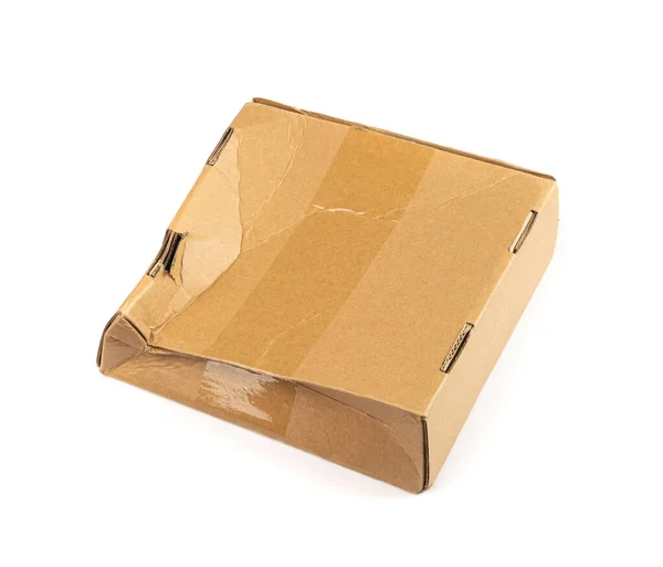 Damaged Box Isolated Craft Paper Delivery Package Broken Carton Packaging — Zdjęcie stockowe