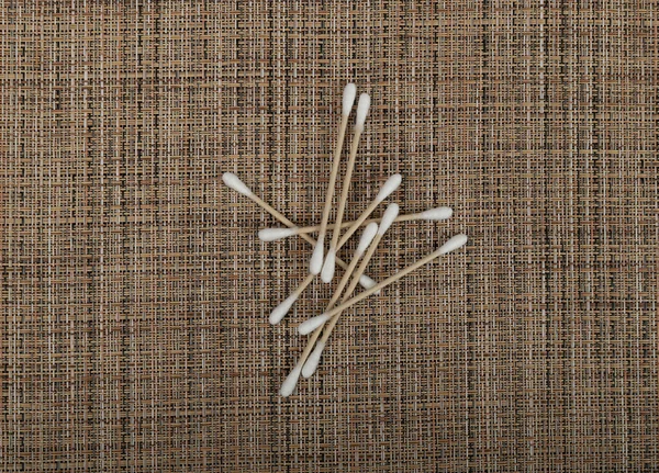 Bawełniane Waciki Eco Naturalne Papierowe Pałeczki Uszu Biodegradowalny Pąk Higieniczny — Zdjęcie stockowe