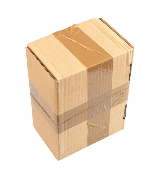 Kártyás Kartondoboz Elszigetelt Kézműves Papír Szállítási Csomag Régi Kartondoboz Csomagolás — Stock Fotó