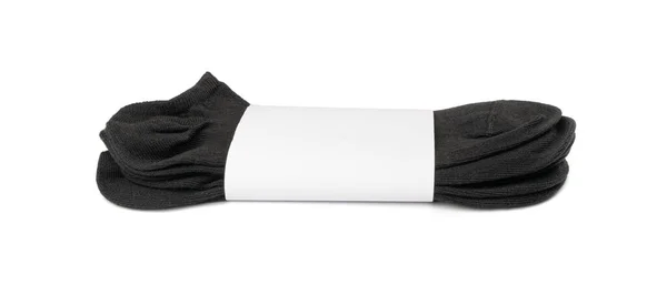 New Black Cotton Sock Isolated Folded Sportswear Classic Unisex Cotton — Zdjęcie stockowe