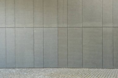 Modern Çimento Duvarı dokusu, Beton Çağdaş Döşeme, Gri Cephe Panelleri Arkaplan, Çimento Döşeme Sancağı, Metin İçin Kopyalama Alanlı Asgari Mimari Modelleme