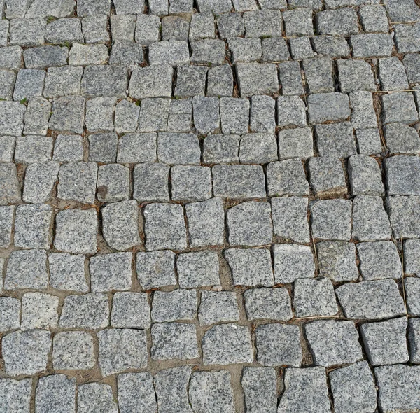 Eski Taş Asfalt Döşeme Arkaplanı Antik Granit Kaldırım Yolu Şablonu — Stok fotoğraf