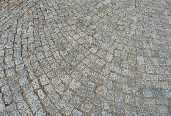 古い石造りの建物のテクスチャの背景 古代の花崗岩のコブストーン道路パターン ヴィンテージのブロックの歩道モックアップ テキストのためのコピースペースが付いている舗装された道路のバナー — ストック写真