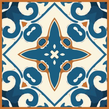 Mavi Döşeme Arkaplanı, Eski Fasion Retro Azulejo Mozaik Döşemesi, Eski Portekiz Duvarı Kusursuz Seramik Şablonu, Mavi Soyut Çiçek Döşemesi