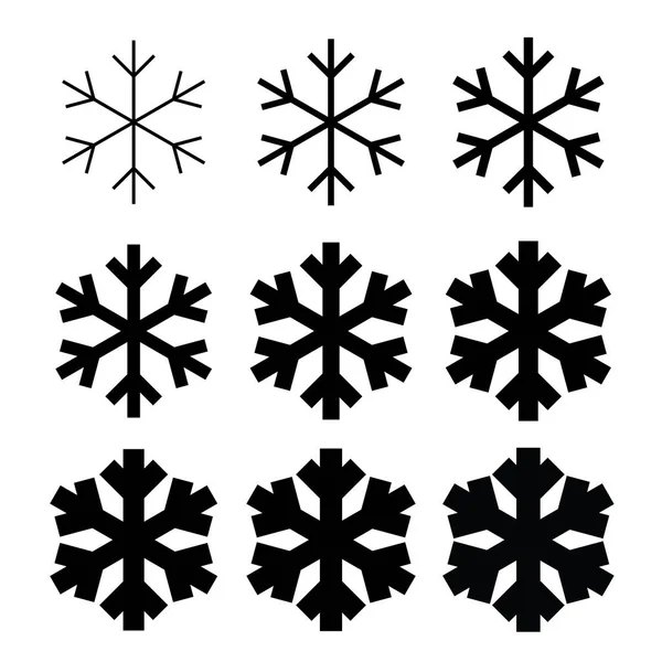 Conjunto Iconos Copo Nieve Símbolo Mínimo Nieve Signo Copo Nieve — Vector de stock