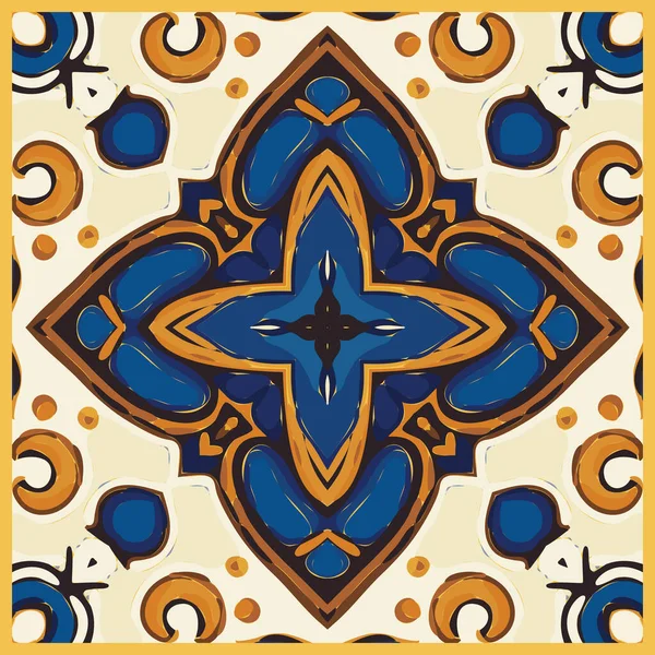 Mavi Döşeme Arkaplanı, Eski Fasion Retro Azulejo Mozaik Döşemesi, Eski Portekiz Duvarı Kusursuz Seramik Şablonu, Mavi Soyut Çiçek Döşemesi