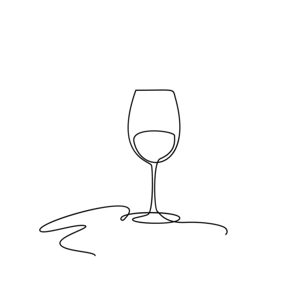 Weinglas Endloszeichnung Minimalistisches Monolines Weinglas Alkoholgetränk Feiertagszeichnung Einzeilige Weinglasillustration — Stockvektor