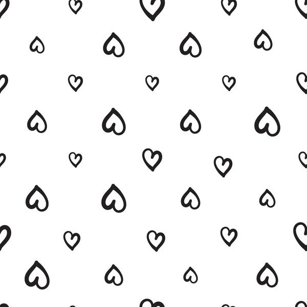 Ручной Рисунок Сердца Бесшовный Узор Love Doodle Tile Sketch Brush — стоковый вектор