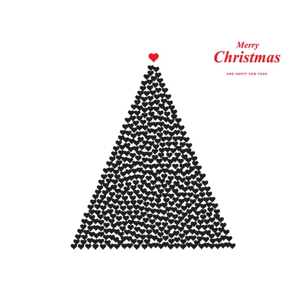 用心形图标做成的圣诞树形状 心灵的爱的标志与圣诞云杉的轮廓 新年激情的概念 — 图库矢量图片#
