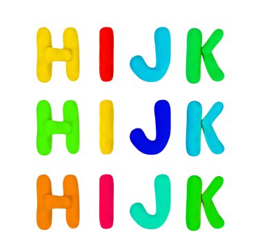 Plasticine Alphabet Isolated, Modeling Clay Letters, Creativity Modelling Material ABC, Clay Dough Lettering, Plasticine Alphabet on White Background, Clipping Path