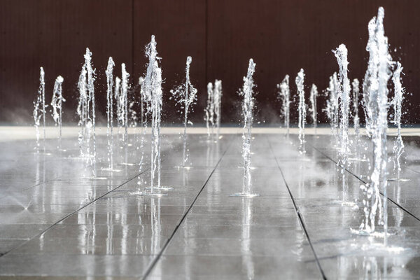 Fountain Water, Falling Fountain Jets, Waterfall Splashes, Waterfalls Motion, Summer Park Stream, Hot in City, Fountain Water Texture Background