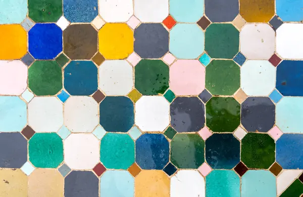 stock image Morocco Color Tiles Background, Marrakesh Colored Stone Flooring, Retro Mosaic Tile, Vintage Terrazzo Wall, Old Fashion Ceramic Pattern, Abstract Tile