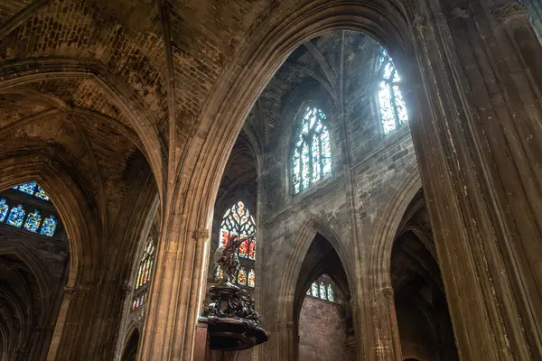 Bordeaux, Fransa, 17 Nisan 2024: St. Michael Bazilikası, Basilique Saint-Michel, Fransa Bordeaux tarihi binaları, şehir turizmi, Avrupa 'nın eski editör imajı