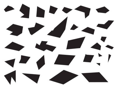 Kırık Tabak Simgesi, Seramik Parçalar Silüetleri, Ezilmiş Kâse İşareti, Stres Sembolü, Basit Parçalar, Çip, Parçacıklar