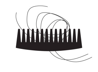 Saç dökülmesi simgesi, saç dökülmesi, saç fırçası silueti, kafa derisi sağlık tabelaları, saç dökülme grafiği, kellik, Alopecia problem tasviri