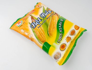 Varşova Polonya 9 Ocak 2025: Vinh Thuan mısır nişastası kutusu, mısır nişastası Vietnam gıda markası şirketi, editör imajı