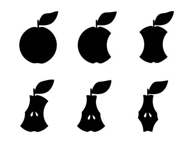 Kurutulmuş Elma Çekirdeği Simgesi, Organik Biyoçözünür Çöp Sembolü, Meyve Komplosu Malzeme Silüeti, Kuru Elma Çekirdeği Şekli Çizim