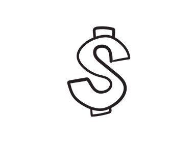 El çizimi dolar ikonu, Amerikan para birimi işareti, Amerikan para sembolü, dolar mürekkebi çizimi, fiyat vektör çizimi, döviz çizimi, küresel para birimi piyasa konsepti