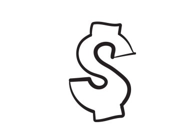 El çizimi dolar ikonu, Amerikan para birimi işareti, Amerikan para sembolü, dolar mürekkebi çizimi, fiyat vektör çizimi, döviz çizimi, küresel para birimi piyasa konsepti