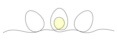 Tek çizgi yumurta, el çizimi aralıksız tek çizgi Paskalya sembolü, minimalist bir çizgi sanat yumurtaları şekli, vektör çizimi