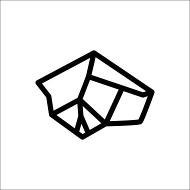 Kaya taşı vektör çizgisi simgesi. Basit bir kaya sembolü, çakıl, kömür bloğu çizimi beyaz arkaplanda izole edilmiş