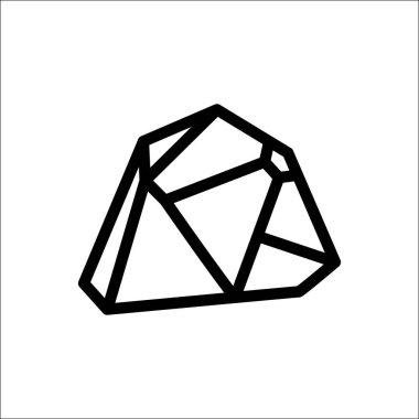 Kaya taşı vektör çizgisi simgesi. Basit bir kaya sembolü, çakıl, kömür bloğu çizimi beyaz arkaplanda izole edilmiş