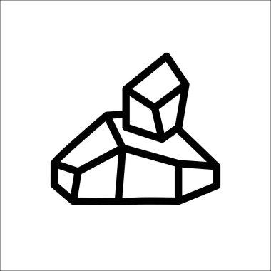 Alçıtaşı ince çizgili illüstrasyon. Minimalist kuvars çizimi, tek kumtaşı silueti, granit kaya vektör ikonu.