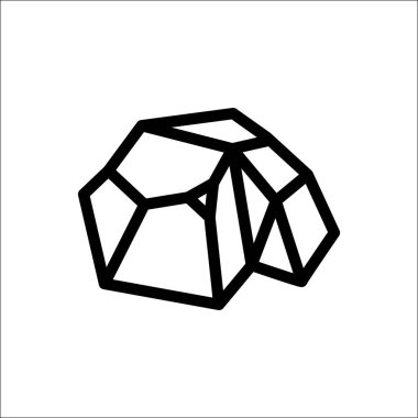 Çizgili kaya silueti. Minimalist grafit konturu, sadelik mineral logosu, pürüzlü maden cevheri, soyut çakıl taşı çizimi