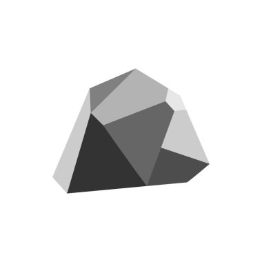 Kaya taşı vektörü düz simgesi. Katı kaya sembolleri, bir gri çakıl, beyaz arkaplanda izole edilmiş tek kayalık taş karikatür vektör çizimi