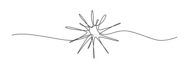 Bir çizgi güneş vektör simgesi. Aralıksız gün ışığı çizgisi, gündoğumu karalaması, yaz tek çizgi çizimi, gün batımı doğrusal logosu, beyaz arkaplanda soyut güneş