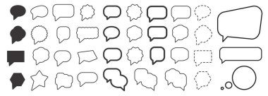 Kabarcık konuşma hattı vektör simgesi. Sohbet sembolü, diyalog ya da mesaj balonu, bulut şekli, konuşma kutusu silueti, balon resim seti, yorum illüstrasyonunu düşünün
