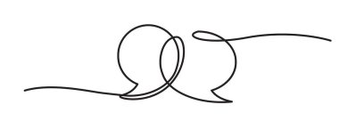 Devamlı ince çizgi balon konuşma vektörü ikonu. Minimalist sohbet sembolü çizimi, bir satır diyalogu veya mesaj balonu, bulut çizimi, basit sohbet kutusu, balonu düşün