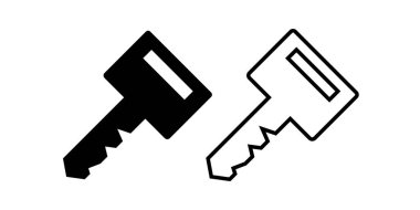 Anahtar basit simgesi. Kapı piktogramı, ev veya anahtar kelime vektör sembolü, parola veya başarı silueti, beyaz arkaplanda izole edilmiş anahtar düz şekil