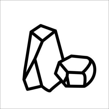 Çizgili kaya silueti. Minimalist grafit konturu, sadelik mineral logosu, pürüzlü maden cevheri, soyut çakıl taşı çizimi