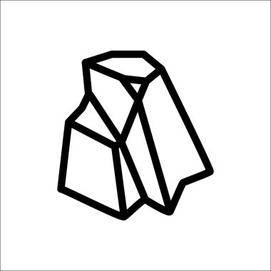 Çizgili kaya silueti. Minimalist grafit konturu, sadelik mineral logosu, pürüzlü maden cevheri, soyut çakıl taşı çizimi çizimi