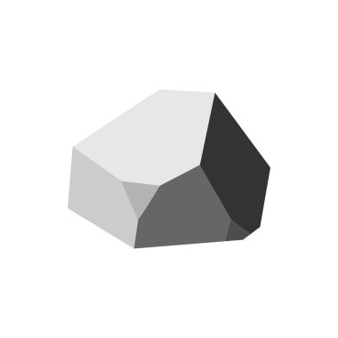 Büyük kaya kürsüsü düz ikonu. Katı demir cevheri sembolü, gri granit kaidesi, tek bir kırık beton karikatür vektör çizimi beyaz arka planda izole edilmiş.