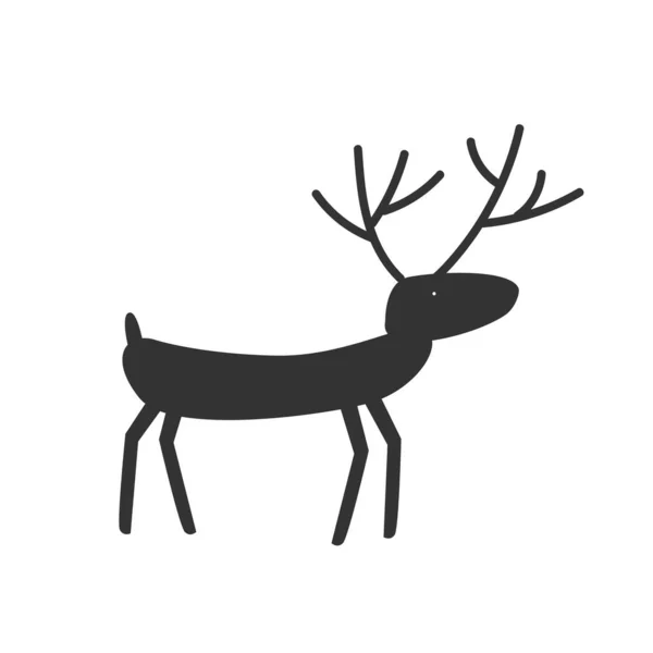 Funny Running Deer Antlers Simple Tribal Style Isolated Vector Illustration — Stock Vector