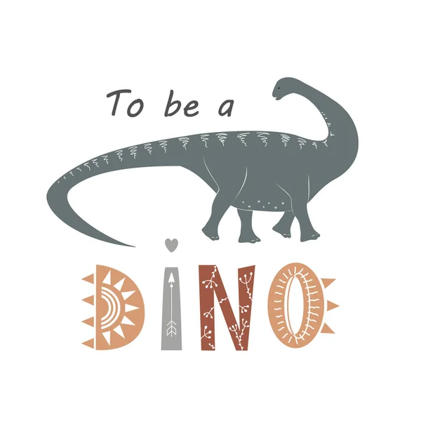 Apatosaurus Karikatura Dítě Být Dino Písmo Skandinávském Stylu Roztomilý Dětský — Stockový vektor