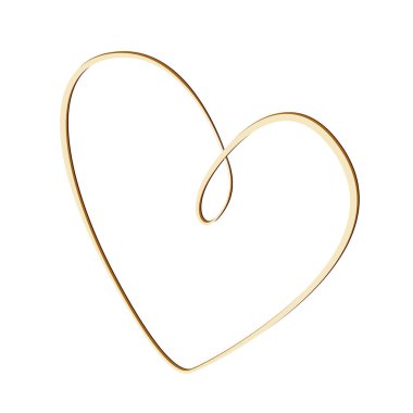 Vector hand drawn golden heart illustration. Love symbol. Decor element for logo, label, emblem, poster, postcard and other.