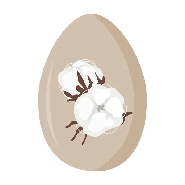 Œuf Pâques Décoré Avec Une Fleur Coton Duveteux Blanc Séché — Image vectorielle