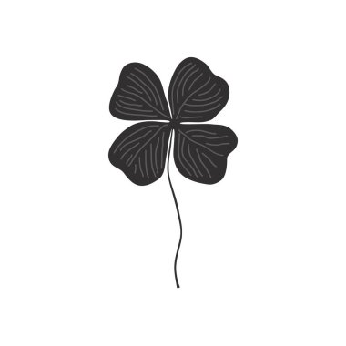 Çizgi film karalaması dört yapraklı yonca simgesi. Vektör izole illüstrasyonu