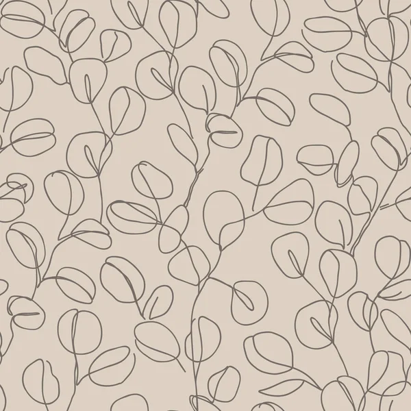 유칼립투스의 가지들은 현대의 스타일 솔기없는 패턴을 가지고 지속적 선그리기 직물을 — 스톡 벡터
