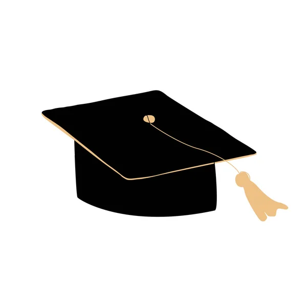 Chapéu Estudante Graduado Com Borla Dourado Ícone Doodle Símbolo Ensino — Vetor de Stock
