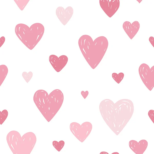 Doodle Skandynawskie Serca Płynny Wzór Projekt Druku Valentine Lub Dziewczyna — Wektor stockowy